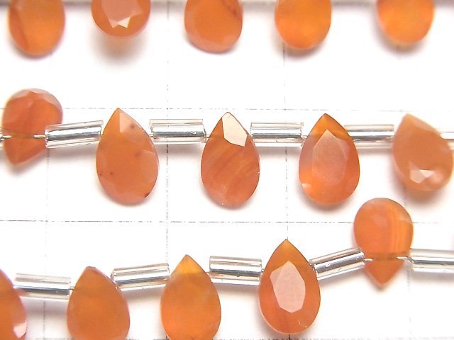 [Video]High Quality Carnelian AAA Pear shape Faceted 8x5mm half or 1strand (28pcs )