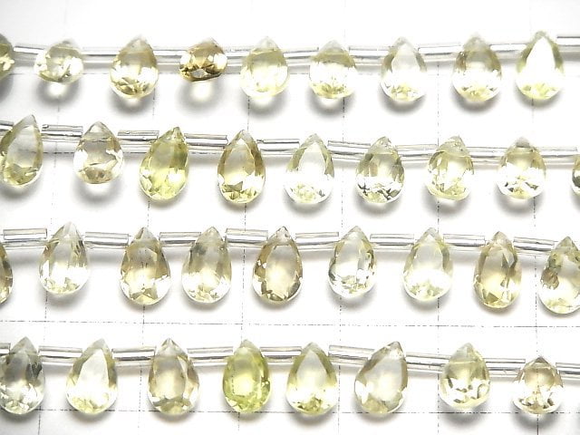 [Video]High Quality Lemon Quartz AAA Pear shape Faceted 8x5mm half or 1strand (28pcs )