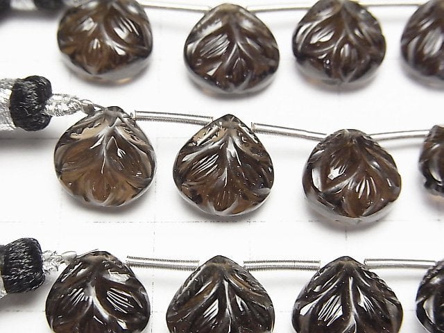 [Video]High Quality Smoky Quartz AAA Carved Chestnut 10x10mm 1strand (5pcs )