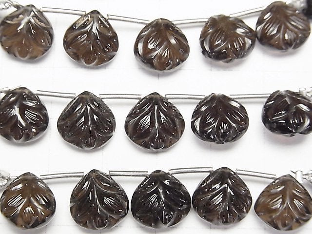 [Video]High Quality Smoky Quartz AAA Carved Chestnut 10x10mm 1strand (5pcs )