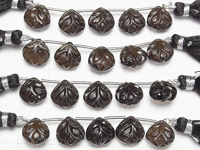 [Video]High Quality Smoky Quartz AAA Carved Chestnut 10x10mm 1strand (5pcs )