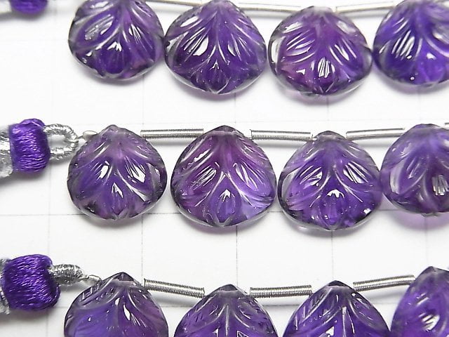 [Video]High Quality Amethyst AAA Carved Chestnut 10x10mm 1strand (5pcs )