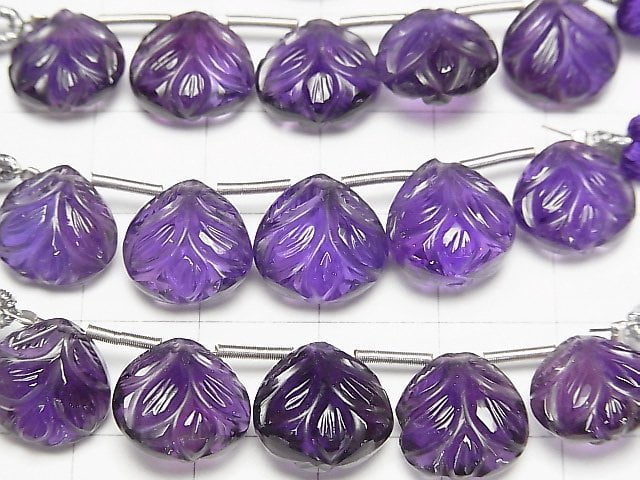 [Video]High Quality Amethyst AAA Carved Chestnut 10x10mm 1strand (5pcs )