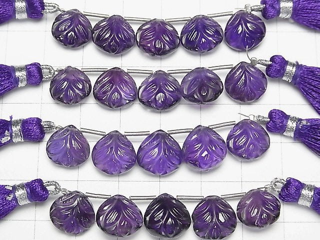 [Video]High Quality Amethyst AAA Carved Chestnut 10x10mm 1strand (5pcs )