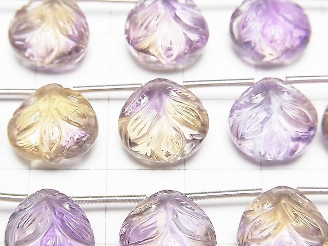 [Video]High Quality Ametrine AAA Carved Chestnut 11x11mm 1strand (5pcs )