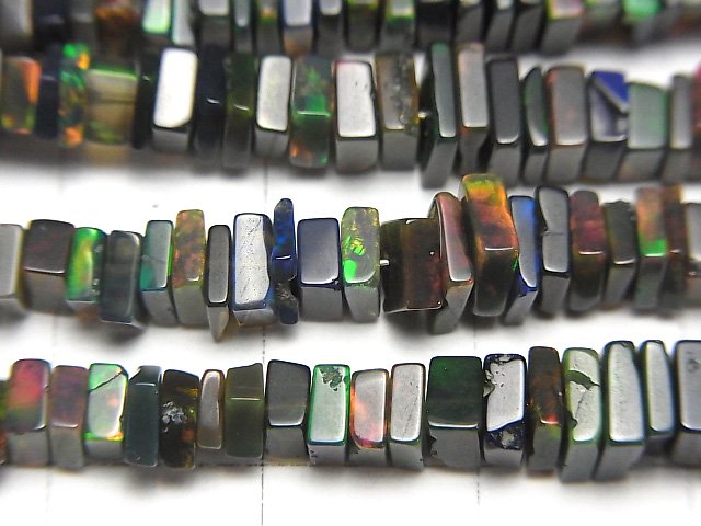 [Video] Ethiopian Black Opal AA+ Square Roundel (Disc) half or 1strand beads (aprx.7inch/19cm)