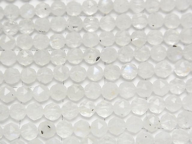 [Video]High Quality! Rainbow Moonstone AA Star Faceted Round 4mm 1strand beads (aprx.15inch/37cm)