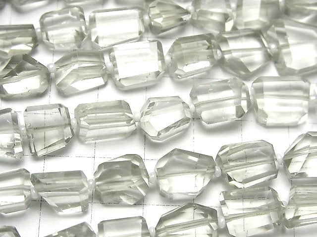 [Video]High Quality Green Amethyst AA++ Faceted Nugget half or 1strand beads (aprx.13inch/32cm)