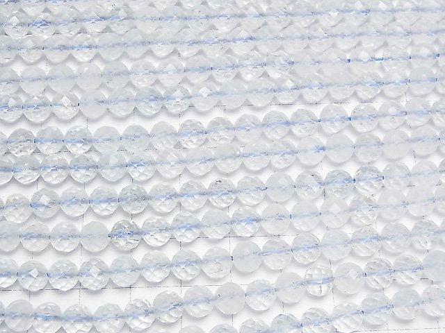 [Video]High Quality! Natural White Topaz AA+ Faceted Round 6mm 1strand beads (aprx.15inch/37cm)