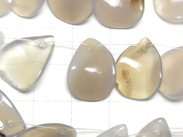 [Video] Gray Onyx (Natural Agate) Pear shape 1strand (38cm)