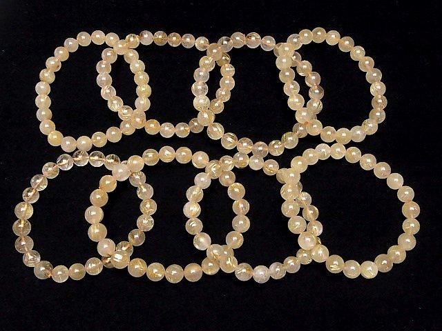 [Video]Rutilated Quartz AA++ Round 8mm-9mm Bracelet