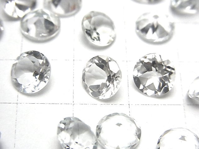 [Video]High Quality White Topaz AAA Loose stone Round Faceted 8x8mm 3pcs