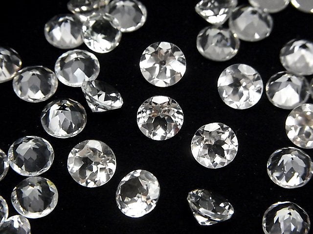 [Video]High Quality White Topaz AAA Loose stone Round Faceted 8x8mm 3pcs