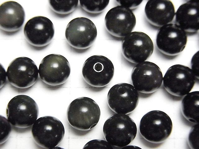 [Video]Rainbow Obsidian AAA Half Drilled Hole Round 6mm 10pcs