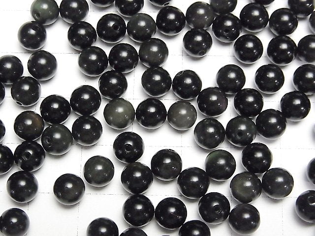 [Video]Rainbow Obsidian AAA Half Drilled Hole Round 6mm 10pcs