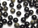 [Video]Golden Obsidian AAA Half Drilled Hole Round 6mm 10pcs