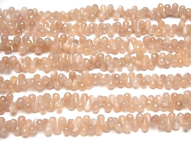 [Video]High Quality Orange Moonstone AA++ Drop Faceted Briolette half or 1strand beads (aprx.9inch/22cm)