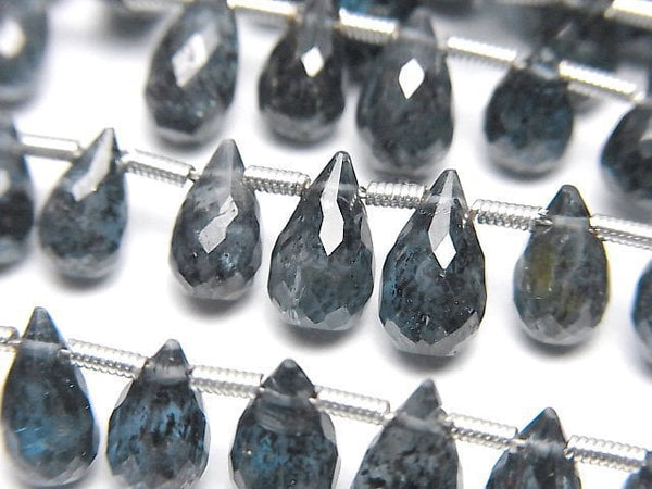 [Video]High Quality Indigo Blue Kyanite AAA- Drop Faceted Briolette half or 1strand beads (aprx.7inch/18cm)