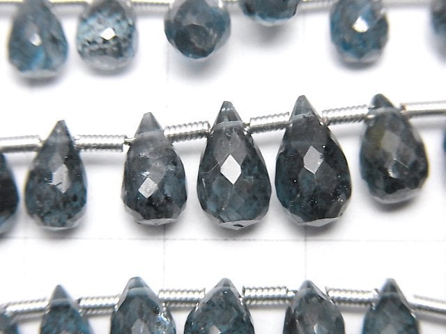 [Video]High Quality Indigo Blue Kyanite AAA- Drop Faceted Briolette half or 1strand beads (aprx.7inch/18cm)