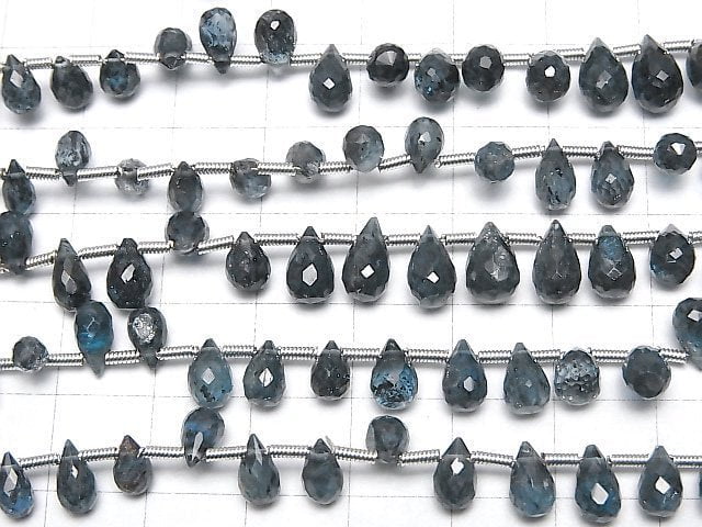 [Video]High Quality Indigo Blue Kyanite AAA- Drop Faceted Briolette half or 1strand beads (aprx.7inch/18cm)