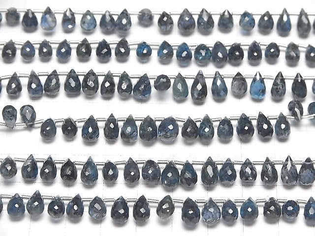 [Video]High Quality Indigo Blue Kyanite AAA- Drop Faceted Briolette half or 1strand beads (aprx.7inch/18cm)