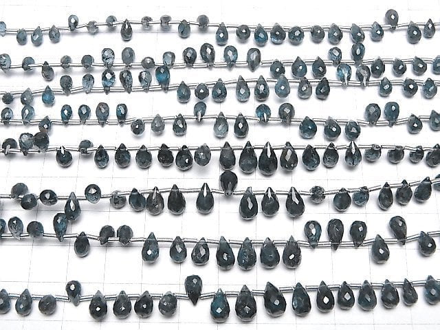 [Video]High Quality Indigo Blue Kyanite AAA- Drop Faceted Briolette half or 1strand beads (aprx.7inch/18cm)