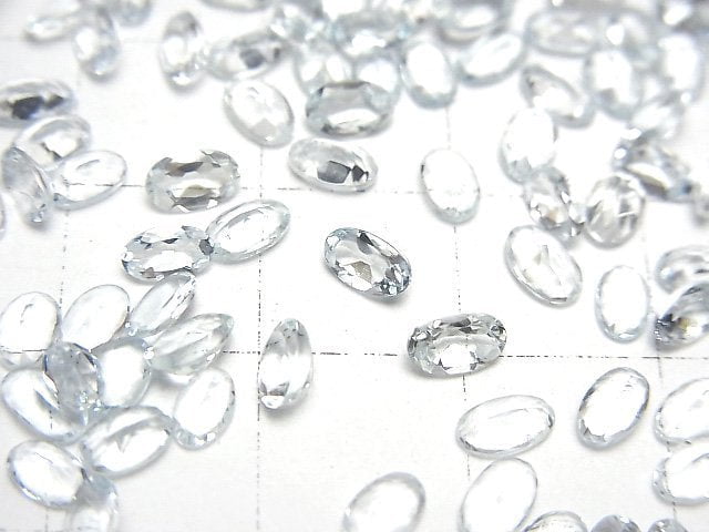 [Video]High Quality Aquamarine AAA Loose stone Oval Faceted 5x3mm 5pcs