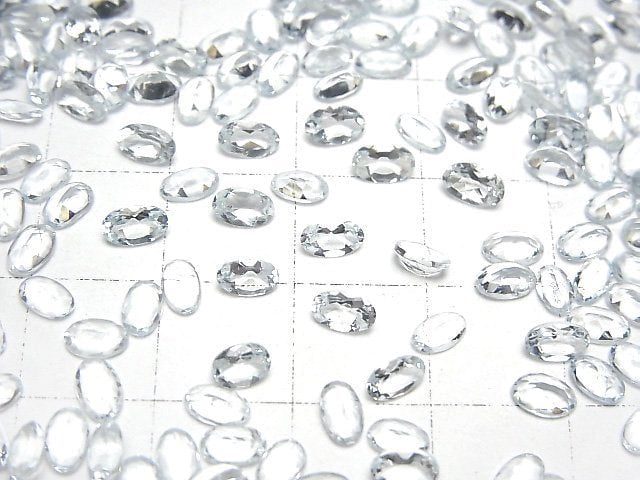 [Video]High Quality Aquamarine AAA Loose stone Oval Faceted 5x3mm 5pcs