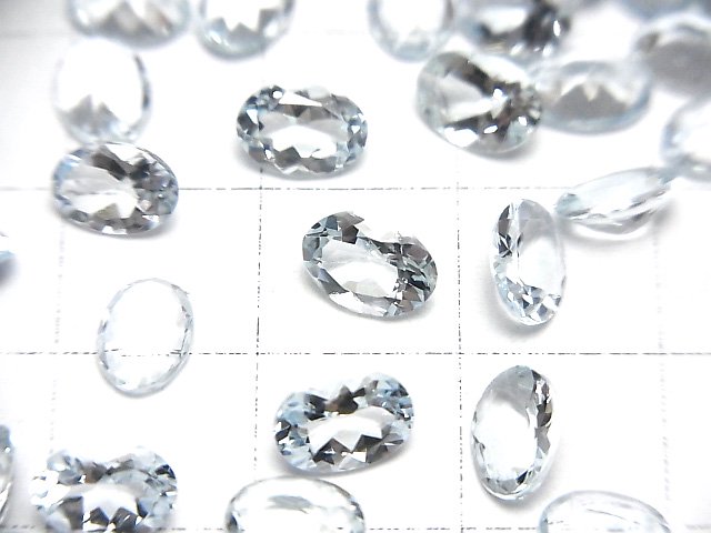 [Video]High Quality Aquamarine AAA Loose stone Oval Faceted 7x5mm 2pcs