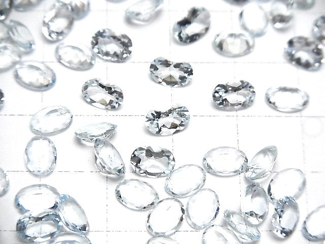 [Video]High Quality Aquamarine AAA Loose stone Oval Faceted 7x5mm 2pcs