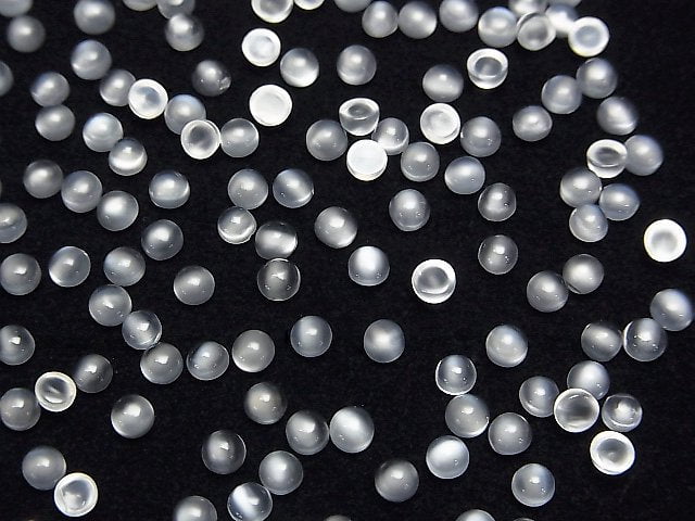 [Video]High Quality White Moonstone AAA Round Cabochon 3x3mm 10pcs