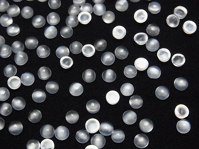 [Video]High Quality White Moonstone AAA Round Cabochon 4x4mm 10pcs