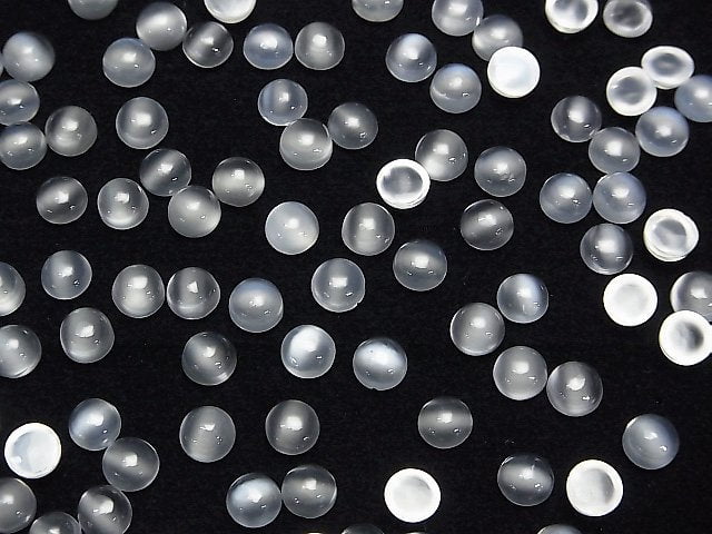 [Video]High Quality White Moonstone AAA Round Cabochon 5x5mm 5pcs