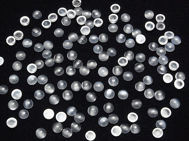 [Video]High Quality White Moonstone AAA Round Cabochon 5x5mm 5pcs