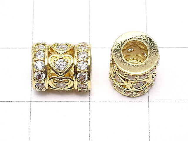 Metal Parts Roundel (Tube) 8x8x10mm Gold (with CZ) 1pc