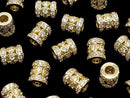 Metal Parts Rondelle (Tube) 8x8x10mm Gold (with CZ) 1pc