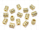 Metal Parts Rondelle (Tube) 8x8x10mm Gold (with CZ) 1pc