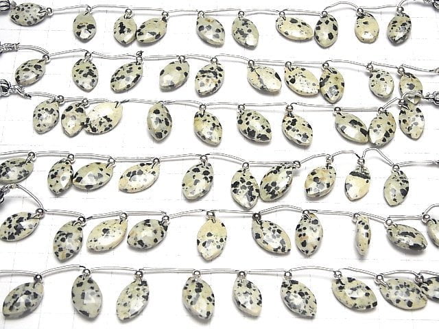 [Video] Dalmatian Jasper Faceted Marquise 1strand (8pcs )