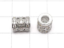 Metal parts Rondelle (Tube) 8x8x10mm Silver (with CZ) 1pc
