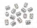 Metal parts Rondelle (Tube) 8x8x10mm Silver (with CZ) 1pc