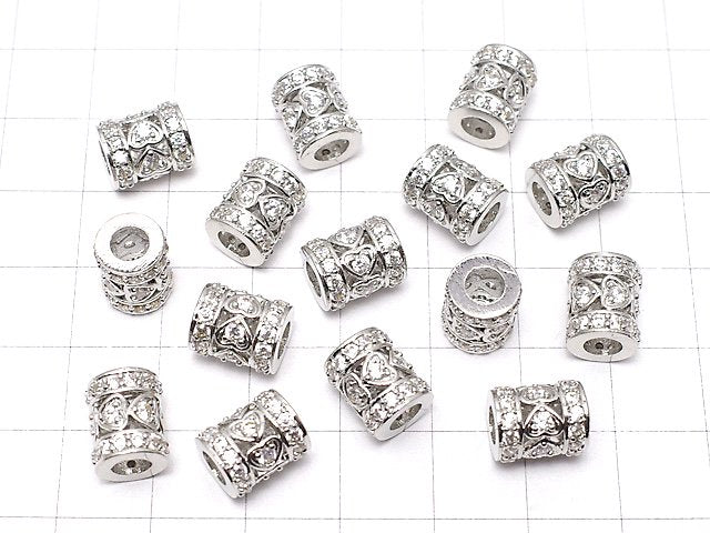 Metal parts Roundel (Tube) 8x8x10mm Silver (with CZ) 1pc