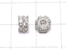 Metal Parts Rondelle 6.5x6.5x4mm Silver (with CZ) 2pcs