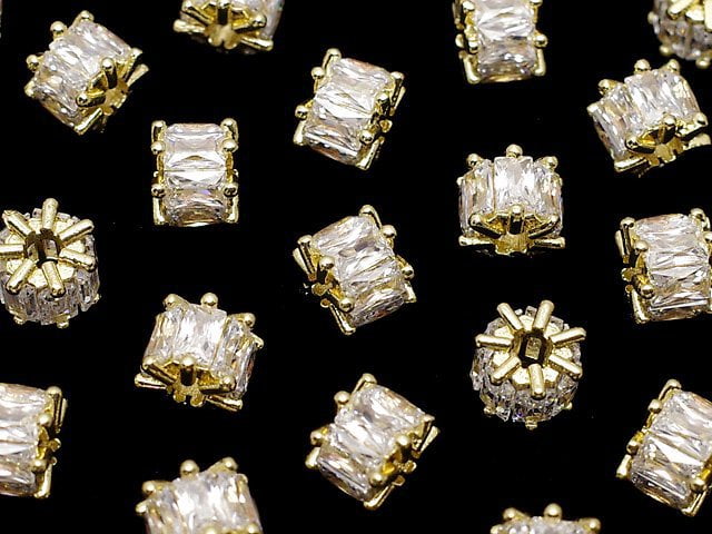 Metal parts Rondelle 7x7x5.5mm gold Color (with CZ) 2pcs