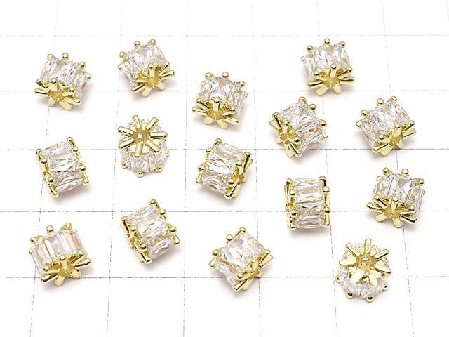 Metal parts Rondelle 7x7x5.5mm gold Color (with CZ) 2pcs