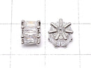 Metal parts Rondelle 7x7x5.5mm Silver Color (with CZ) 2pcs