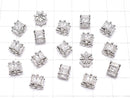 Metal parts Rondelle 7x7x5.5mm Silver Color (with CZ) 2pcs