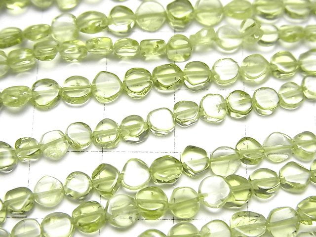 [Video]High Quality Peridot AAA- Coin 1strand beads (aprx.13inch/32cm)