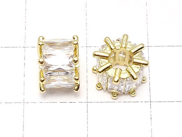 Metal parts Rondelle 9x9x6.5mm gold Color (with CZ) 2pcs