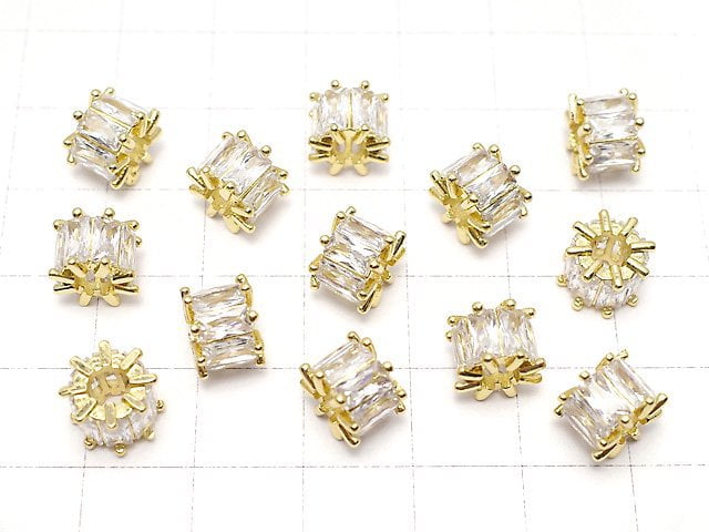 Metal parts Rondelle 9x9x6.5mm gold Color (with CZ) 2pcs