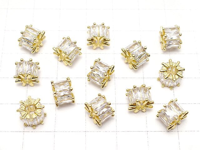 Metal parts Roundel 9x9x6.5mm gold Color (with CZ) 2pcs